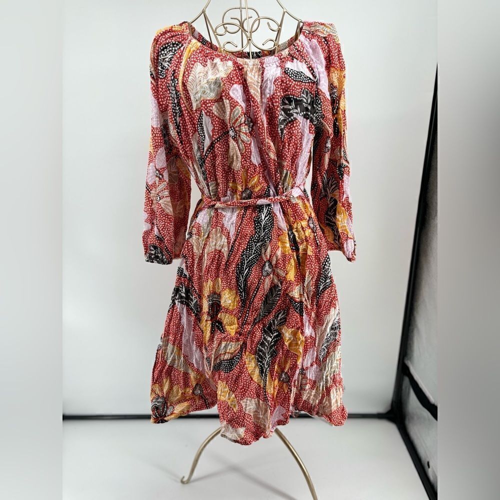Elizabeth and James Floral Print Belted Dress 3/4 Sleeve Medium